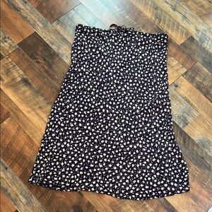 Madewell Drawstring Midi Slip Skirt in a navy blue floral print
